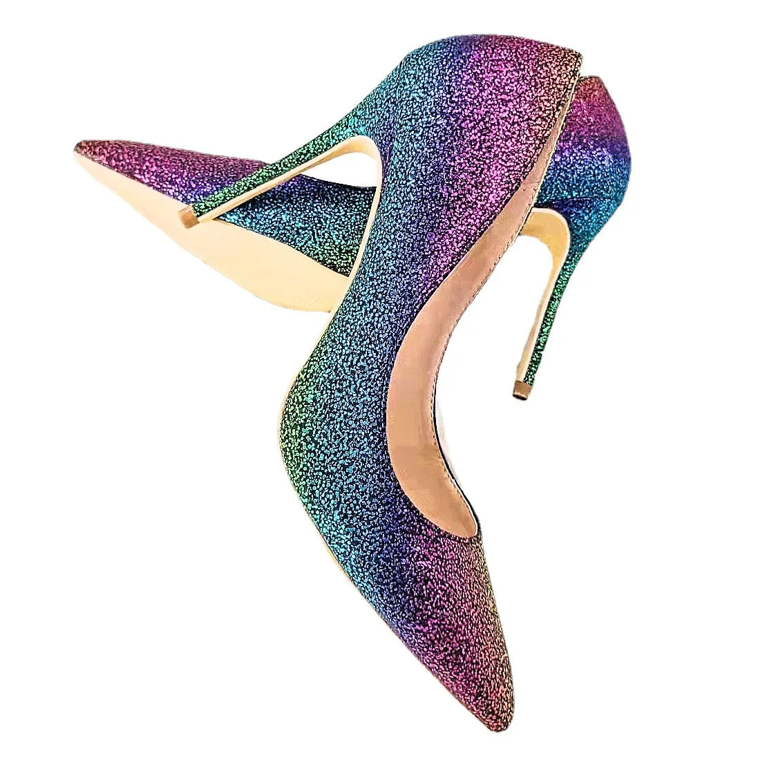 Gradient Glitter Pointed Toe High Heel Pumps