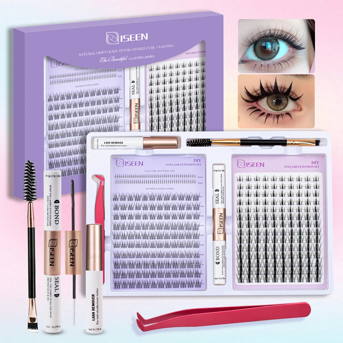 DIY Eyelash Extension Kit – Complete Cluster Lash Set with Bond, Seal & Tools