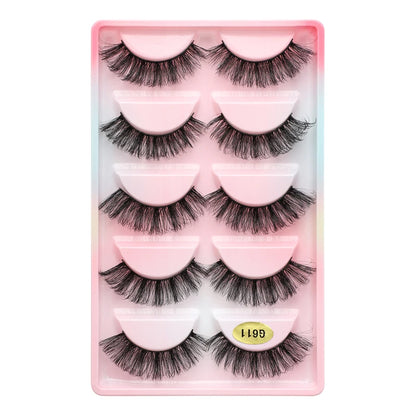 False Eyelash Kit – 3/5 Pairs Fluffy Mink Lashes with Tweezer & Brush