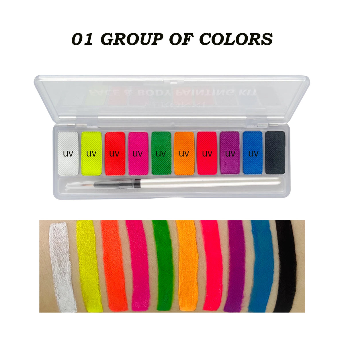 10-Color Glow Neon UV Face & Body Paint – Fluorescent Party Makeup Oil