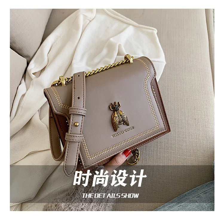 Luxury Bee Design Crossbody Handbag – Elegant Square Shoulder Bag