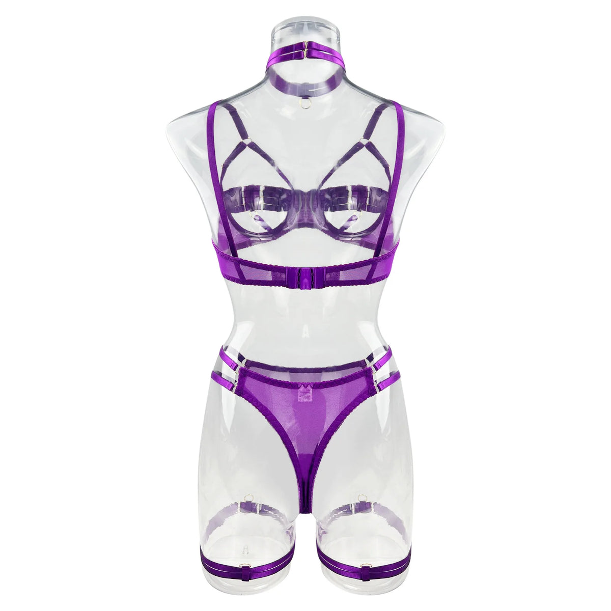 5-Piece Hollow Lingerie Set – Sensual Open Bra & Brief Outfit