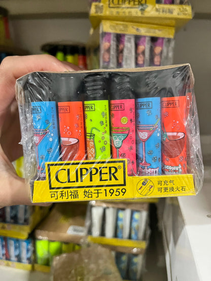 24-Piece Clipper-Style Butane Lighter Set – Refillable with Pattern Designs
