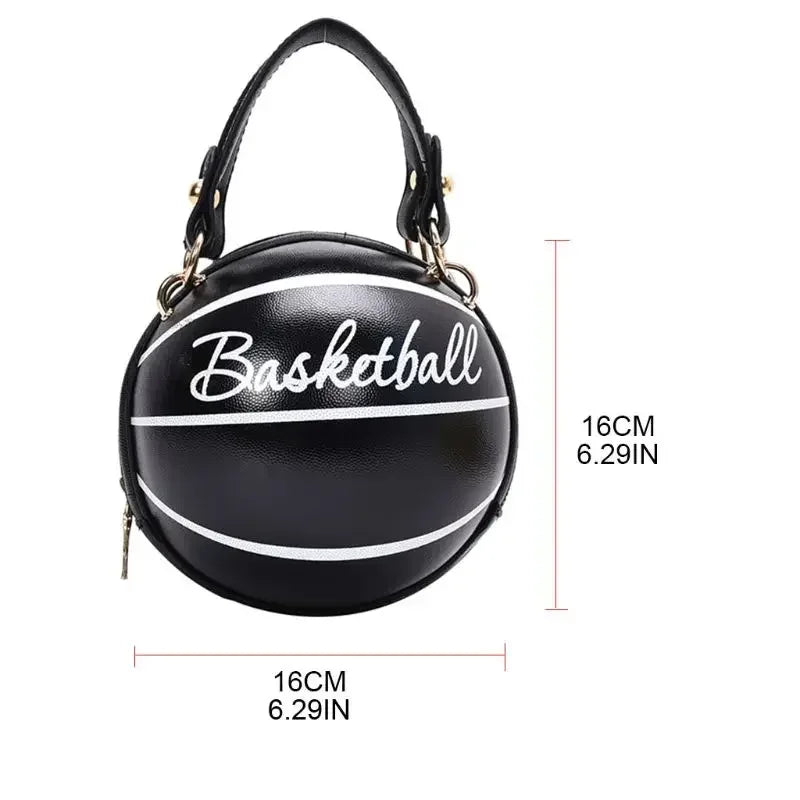 PU Basketball Women’s Shoulder Bag – Fun Pink Sports-Inspired Chain Messenger Bag