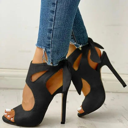 Lace-Up Peep Toe Ankle Strap High Heels