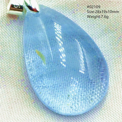 Natural Blue Topaz Quartz Pendant Necklace – Oval Healing Stone Jewelry