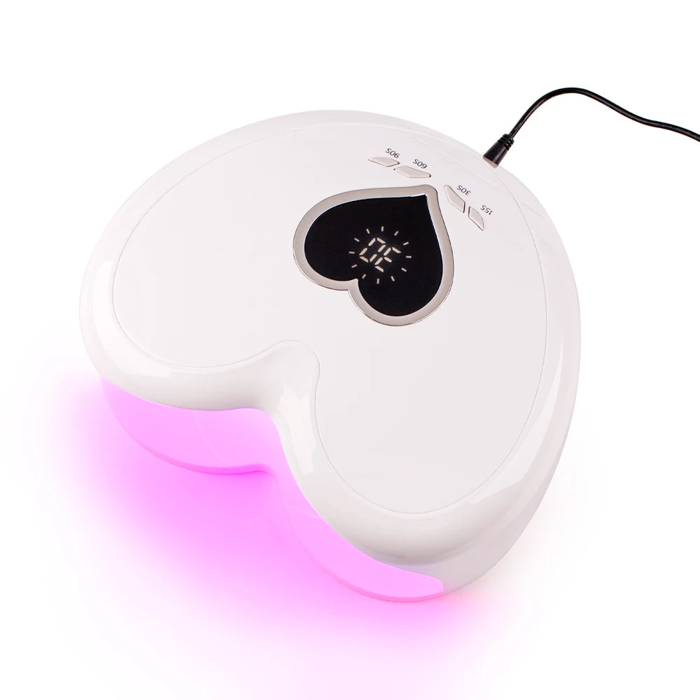 High Power 96W Heart-Shaped LED Nail Lamp – Red Light Gel Polish Dryer