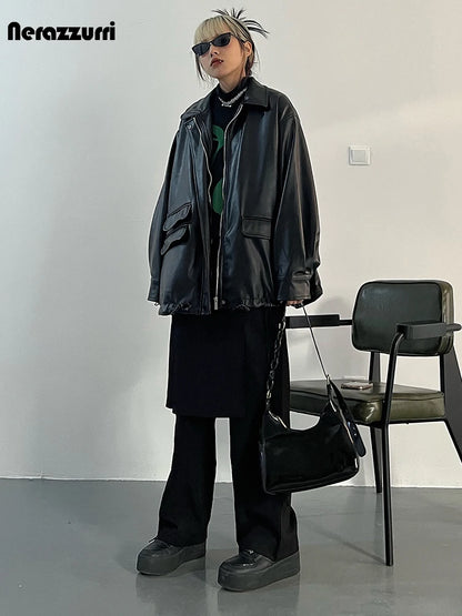 Oversized Faux Leather Jacket – Casual Cool Street Style