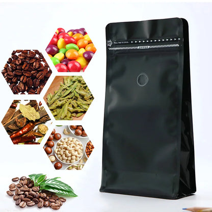 Block Bottom Stand-Up Coffee Pouch – Aluminum Foil Ziplock with Valve
