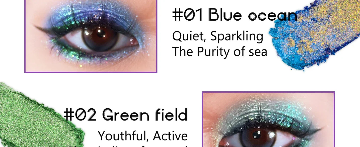 Multichrome Glitter Eyeshadow Palette – High-Pigment, Color-Shifting Shimmer