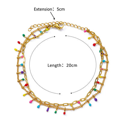 Boho Drop Anklet – Women’s Gold Stainless Steel Wedding & Aesthetic Jewelry (20+5cm)