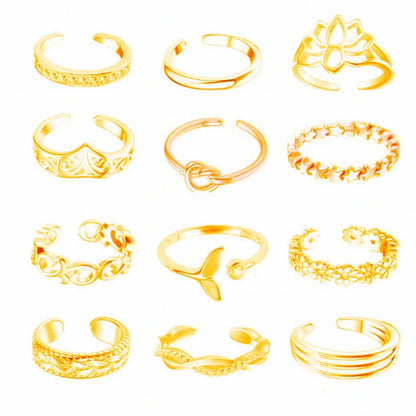 Adjustable Toe Ring Set – 7/10/12pcs Gold & Silver Summer Jewelry