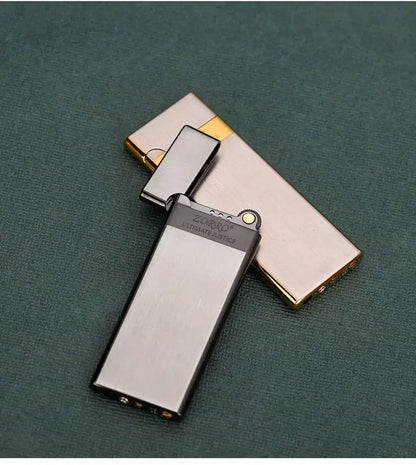 Ultra-Thin Metal Torch Lighter – Refillable Butane Gas with Grinding Wheel Ignition