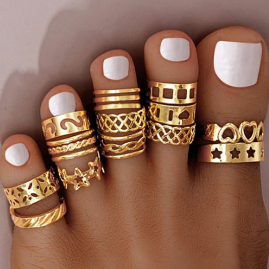 13pcs Adjustable Toe Ring Set – Minimalist Summer Beach Jewelry