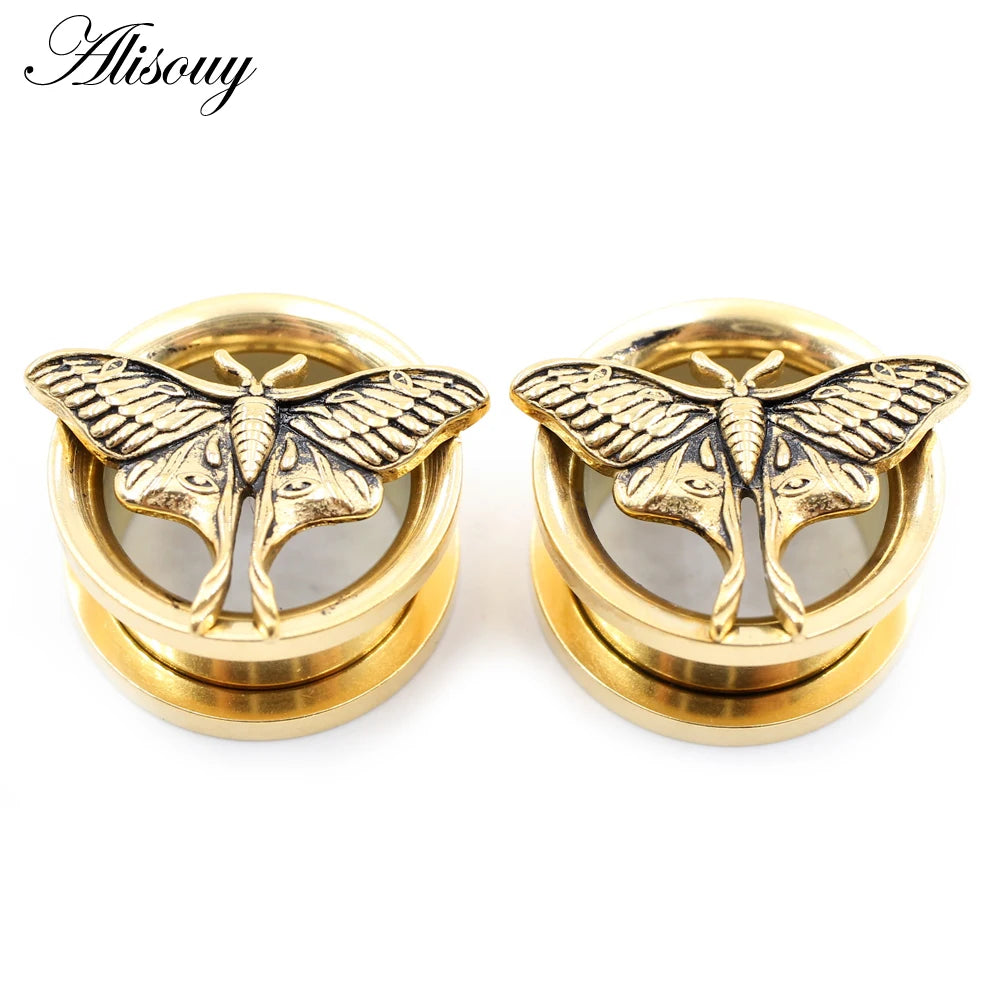 Stainless Steel Butterfly Thread Ear Tunnels – Plug & Stretcher Jewelry (1PC)