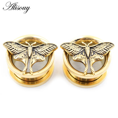 Stainless Steel Butterfly Thread Ear Tunnels – Plug & Stretcher Jewelry (1PC)