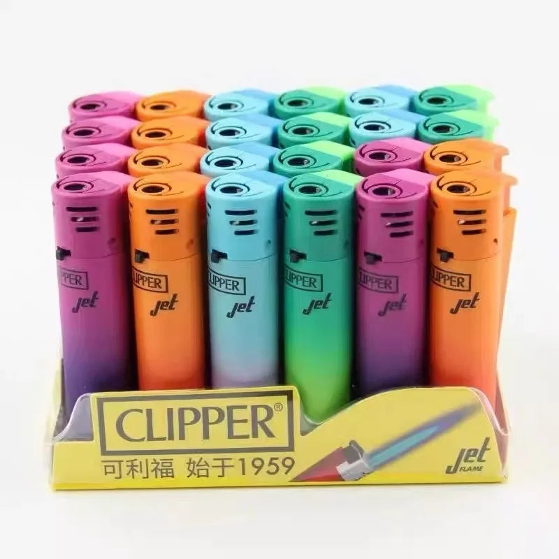 24-Piece Clipper-Style Butane Lighter Set – Refillable with Pattern Designs