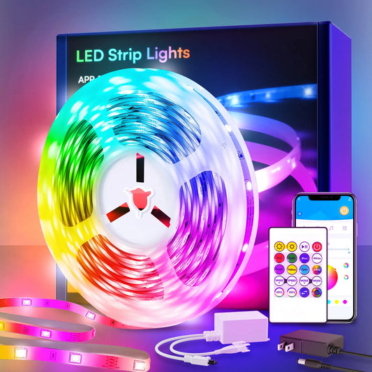 Smart LED Light Strip – 25/50/100/130ft RGB Color-Changing Lights with Music Sync