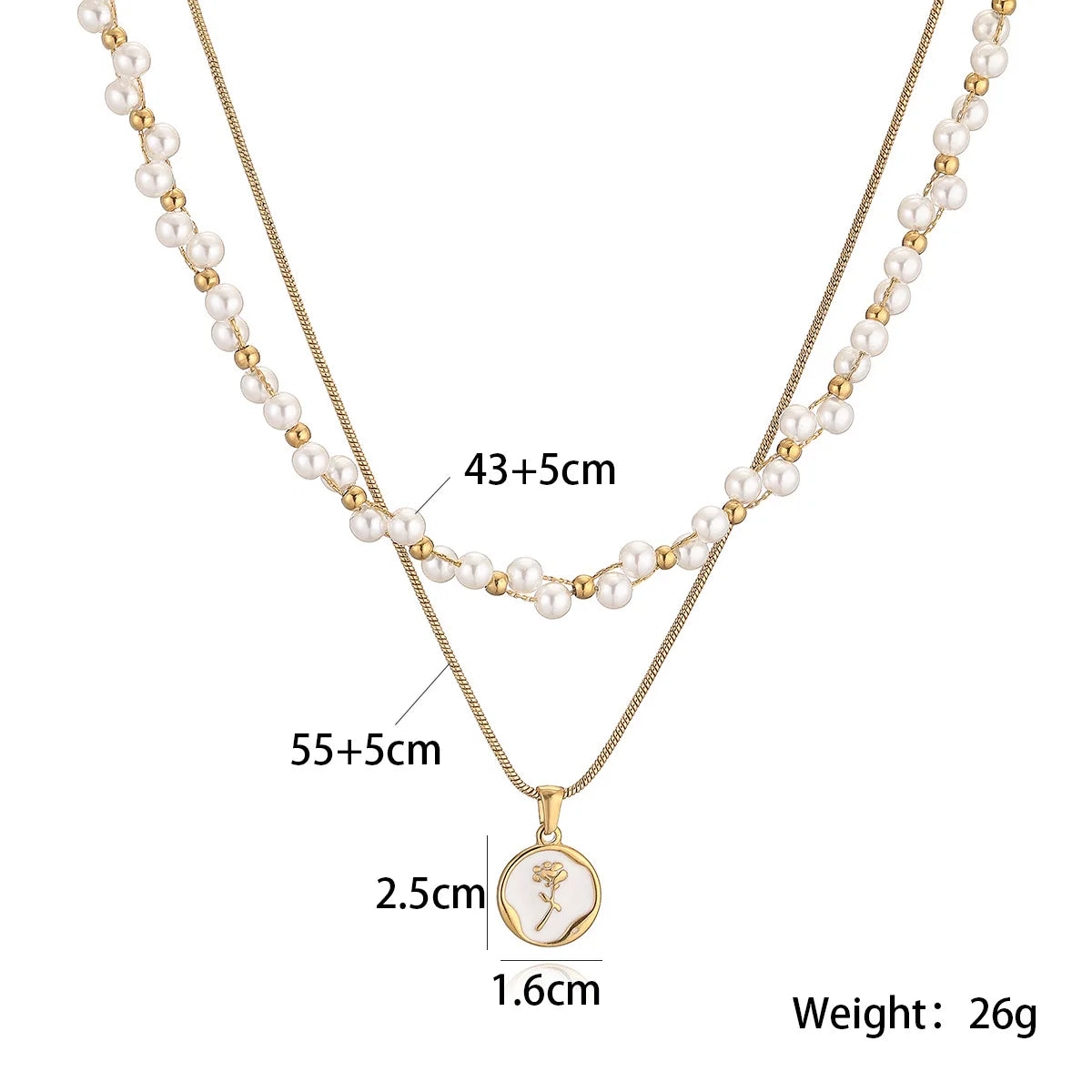 Gold Double Layer Pearl Flower Choker Necklace