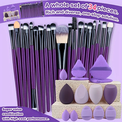 8/20-Piece Eye Makeup Brush Set – With Optional Sponges & Puffs