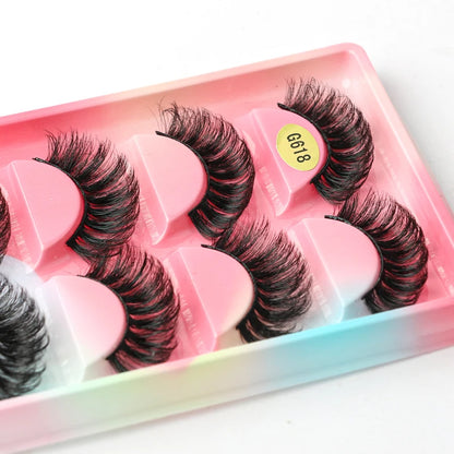 False Eyelash Kit – 3/5 Pairs Fluffy Mink Lashes with Tweezer & Brush