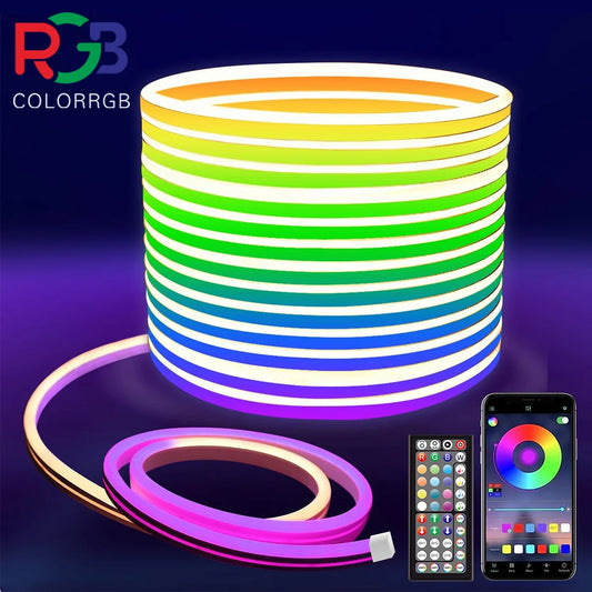 Neon LED Rope Lights – Flexible RGB Strip with Remote & App Control