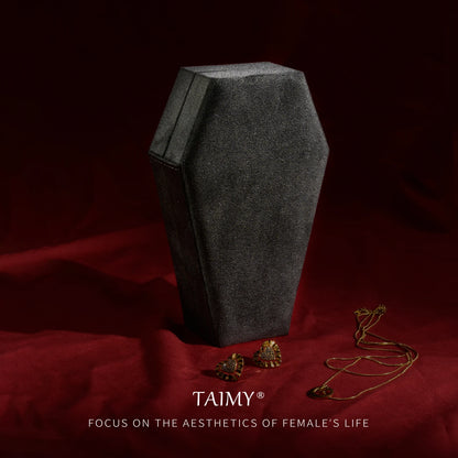 Gothic Velvet Coffin Jewelry Box – Customizable Ring & Necklace Display Case