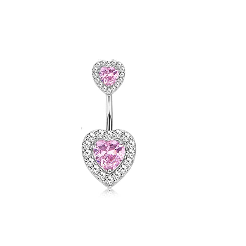 Heart-Shaped Navel Ring – Water Drop Belly Button Piercing Jewelry (14G)