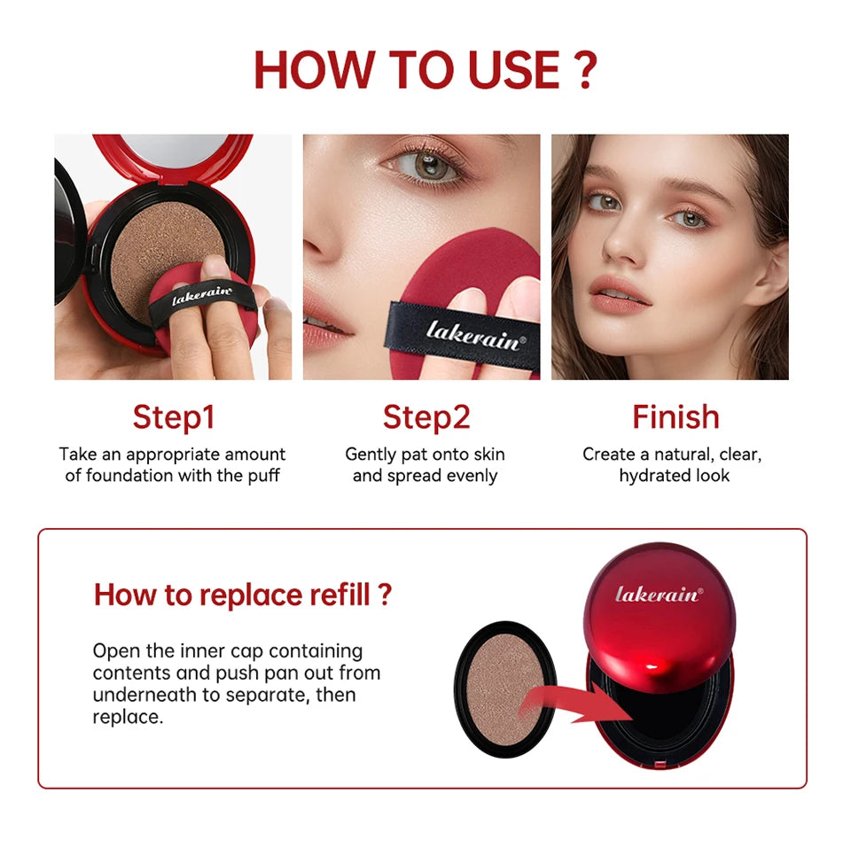 Cushion Refill Foundation – Waterproof, Semi-Matte & Long-Lasting (72H Wear)