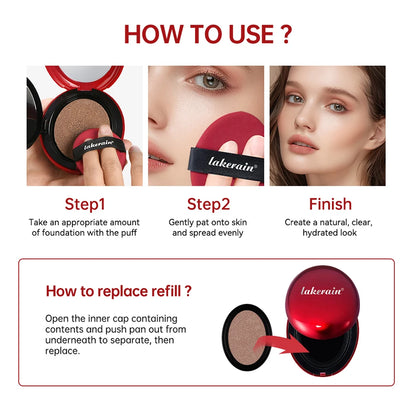 Cushion Refill Foundation – Waterproof, Semi-Matte & Long-Lasting (72H Wear)