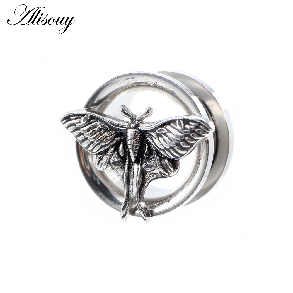 Stainless Steel Butterfly Thread Ear Tunnels – Plug & Stretcher Jewelry (1PC)