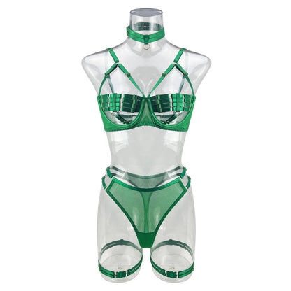 5-Piece Hollow Lingerie Set – Sensual Open Bra & Brief Outfit