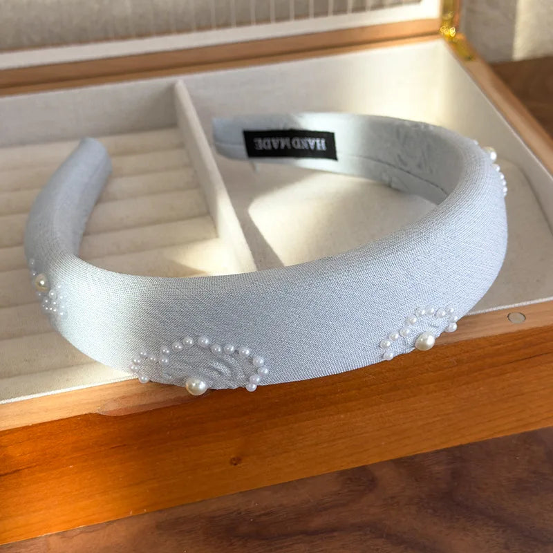 Retro Rose Pearl & Crystal Headband