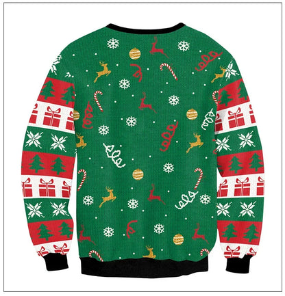 Green 3D Funny Ugly Christmas Sweater – Women’s Holiday Party Sweatshirt 2025