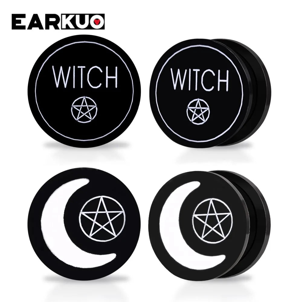 Acrylic Cat OUIJA Ear Plugs – Witch Poker Tunnels & Stretchers (2PCS)