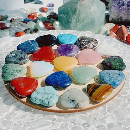 Heart-Shaped Natural Crystal Stones – Amethyst, Agate & Mineral Healing Specimens (10/20/30PCS, 20mm)