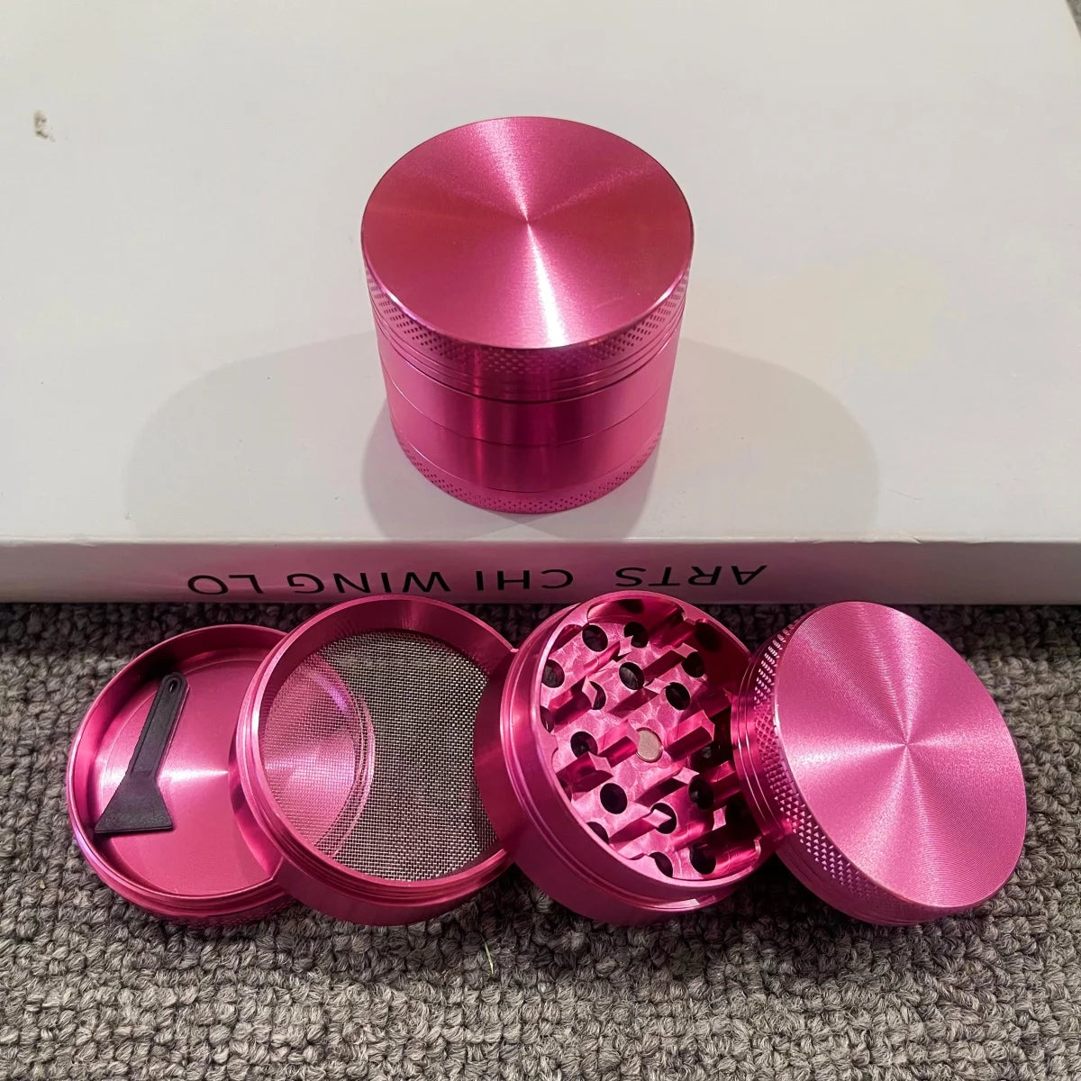 Pink Metal Herb & Spice Grinder (1.6 / 2 Inch, 4-Layer)