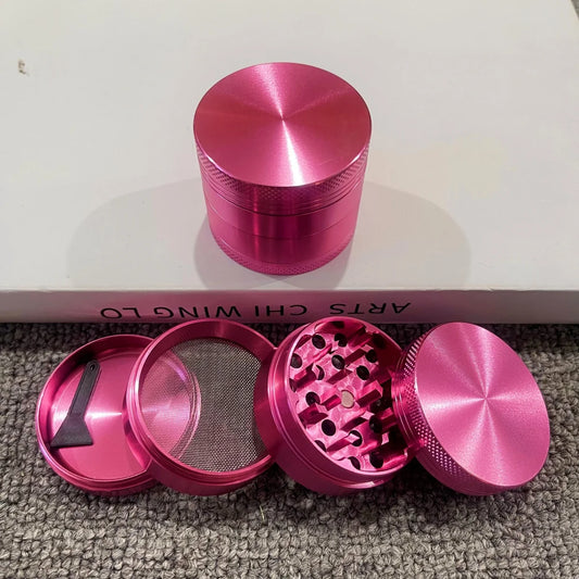 Pink Metal Herb & Spice Grinder (1.6 / 2 Inch, 4-Layer)