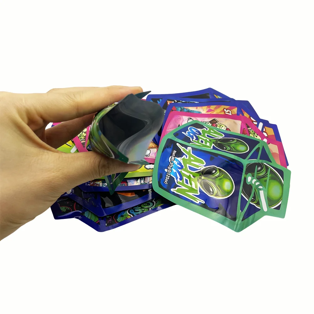 50pcs Holographic Juice Can Mylar Bags – Resealable Stand-Up Pouches