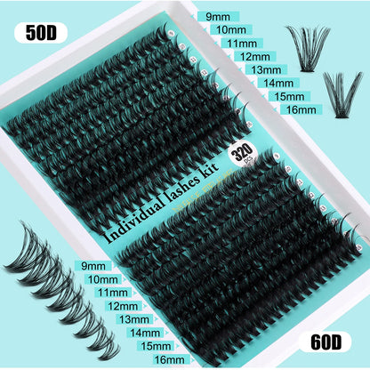 Individual 20–100D Cluster Lashes – 280pcs Mixed Tray Volume Extensions