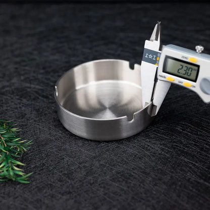 Tabletop Stainless Steel Ashtray – Modern Silver Design with Slot