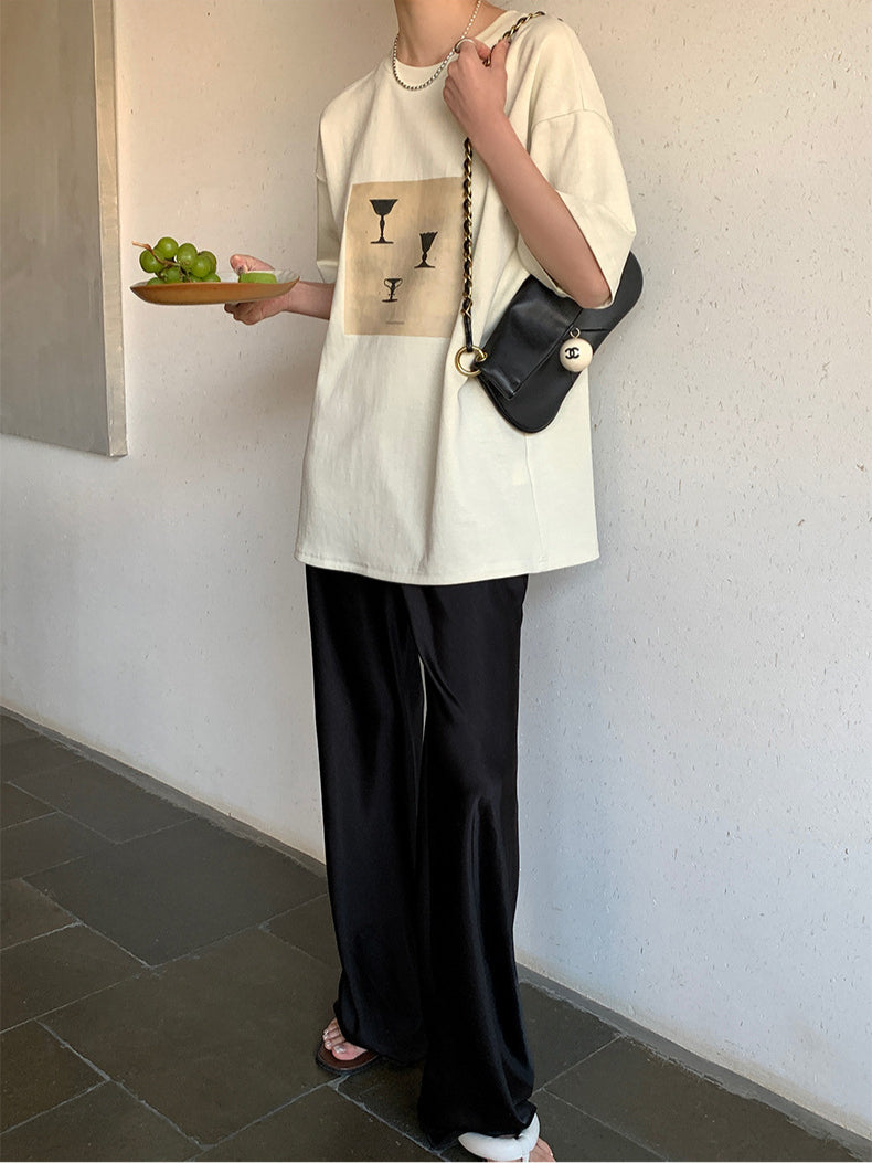Satin Wide-Leg Pants – Elegant Korean Fashion Summer Trousers