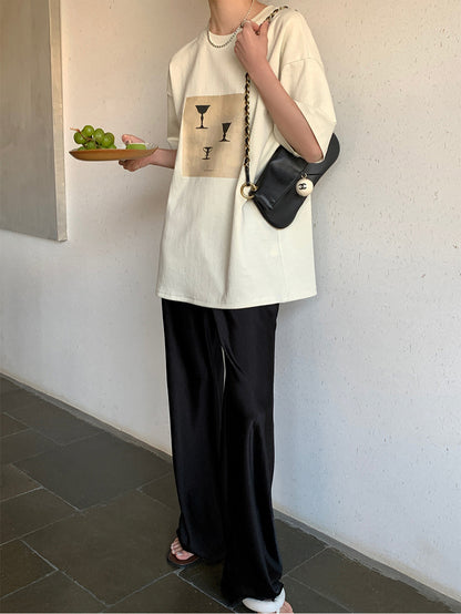 Satin Wide-Leg Pants – Elegant Korean Fashion Summer Trousers