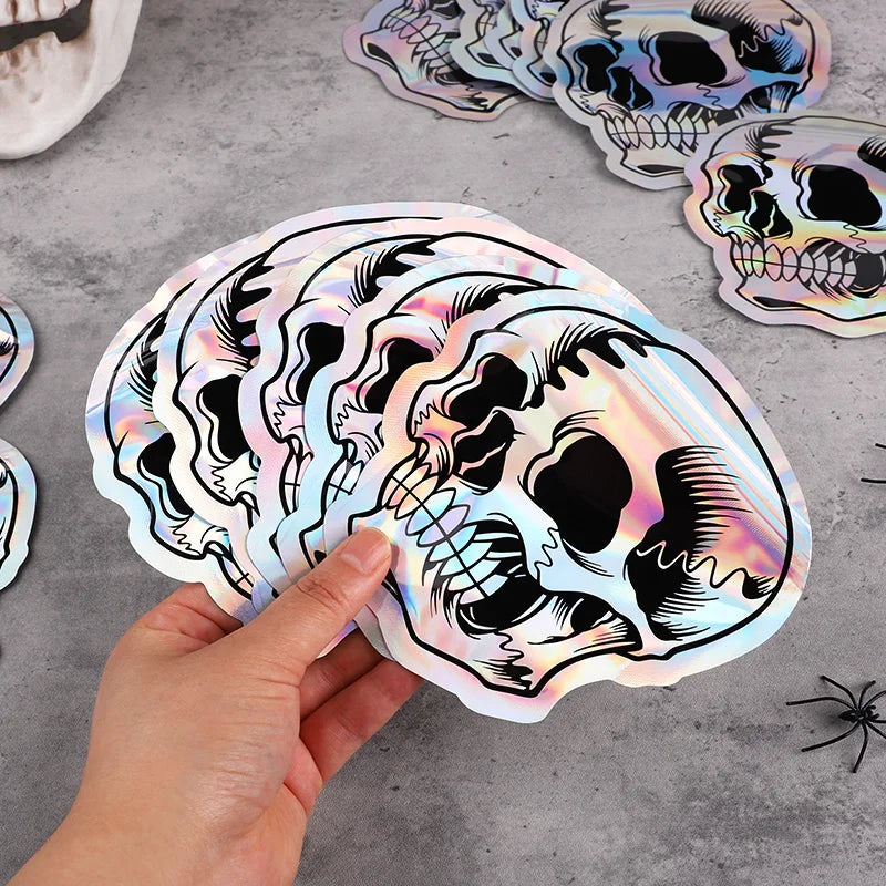 Halloween Skull Candy Bags – Self-Sealing Party Favor Pouches (10–100pcs)