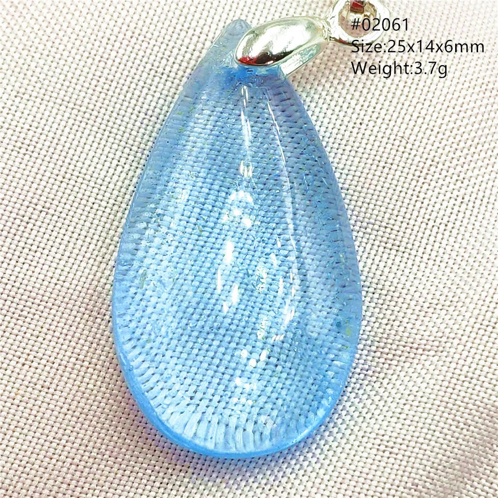 Natural Blue Topaz Quartz Pendant Necklace – Oval Healing Stone Jewelry