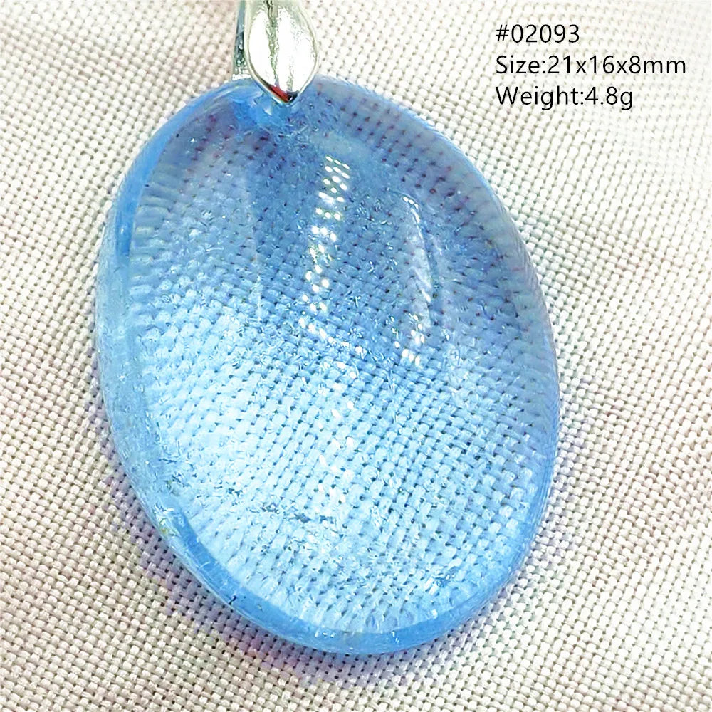 Natural Blue Topaz Quartz Pendant Necklace – Oval Healing Stone Jewelry