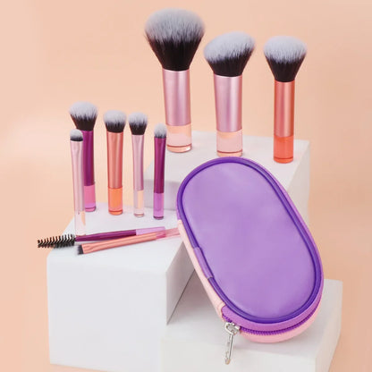 10-Piece Mini Makeup Brush Set – Portable Beauty Tools