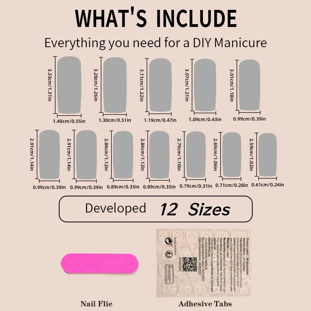 Peach Blossom Cat’s Eye Press-On Nails – 24pc Nude Glitter Floral Set