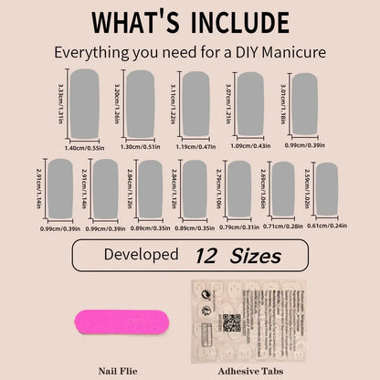 Peach Blossom Cat’s Eye Press-On Nails – 24pc Nude Glitter Floral Set