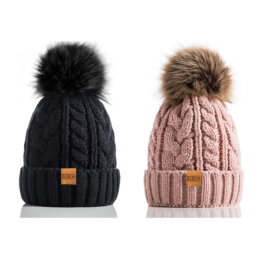 Women’s Winter Pompom Beanie Set
